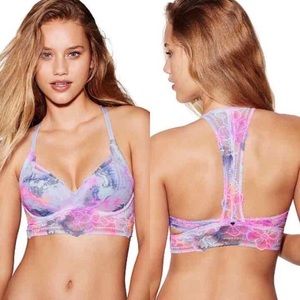 PINK Tropical Watercolor Lace Bra 💕